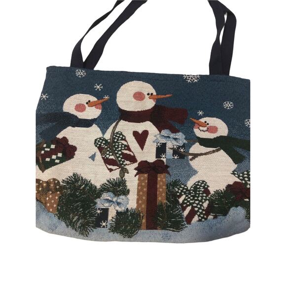Mohawk Home Open‎ Tapestry Snowman Winter Holiday Tote Bag Purse - Picture 5 of 6